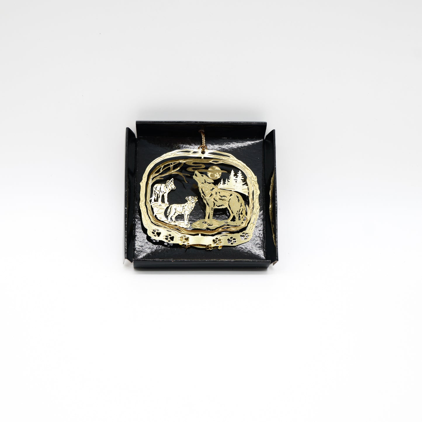 Howling Wolves Brass Ornament