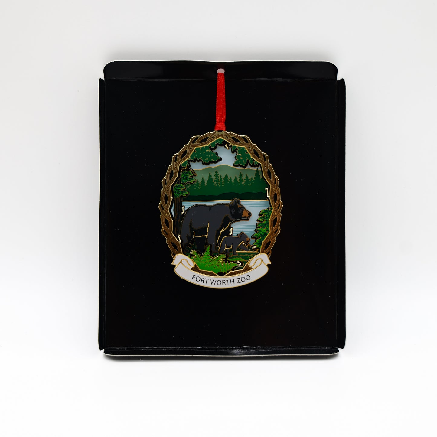 Black Bear and Cub Brass Ornament