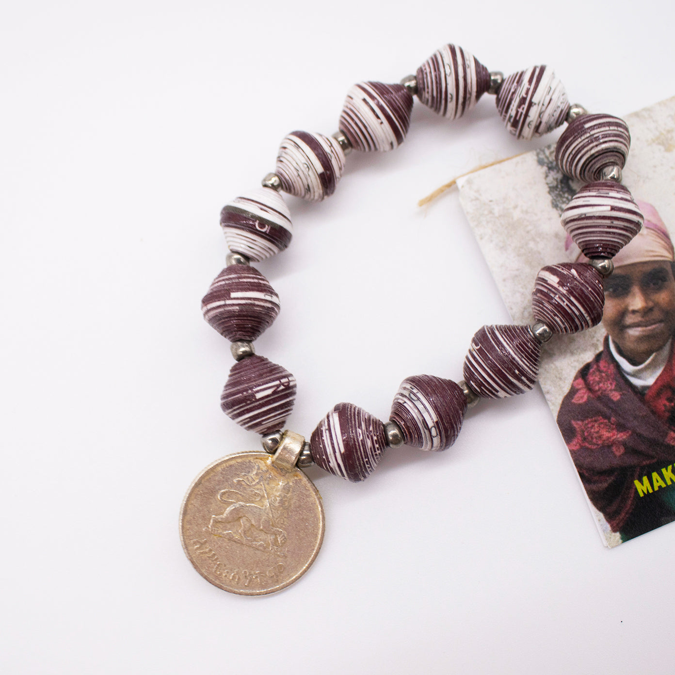 Upcycled Paper Bracelet with Coin