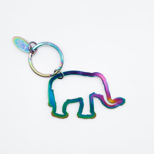 Iridescent Elephant Keychain