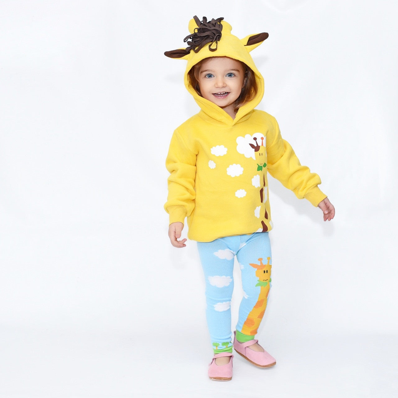 New with tags mini boden retailer 2pc giraffe hoodie outfit size 6-9 month